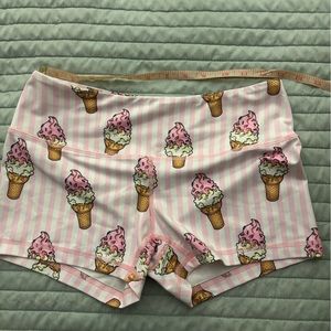 Pink Ice Cream Print Athletic Shorts